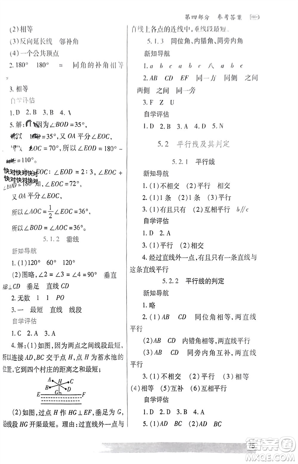 陜西師范大學(xué)出版總社有限公司2024寒假作業(yè)與生活七年級(jí)數(shù)學(xué)人教版參考答案