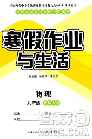 陜西師范大學出版總社有限公司2024寒假作業(yè)與生活九年級物理北師大版參考答案