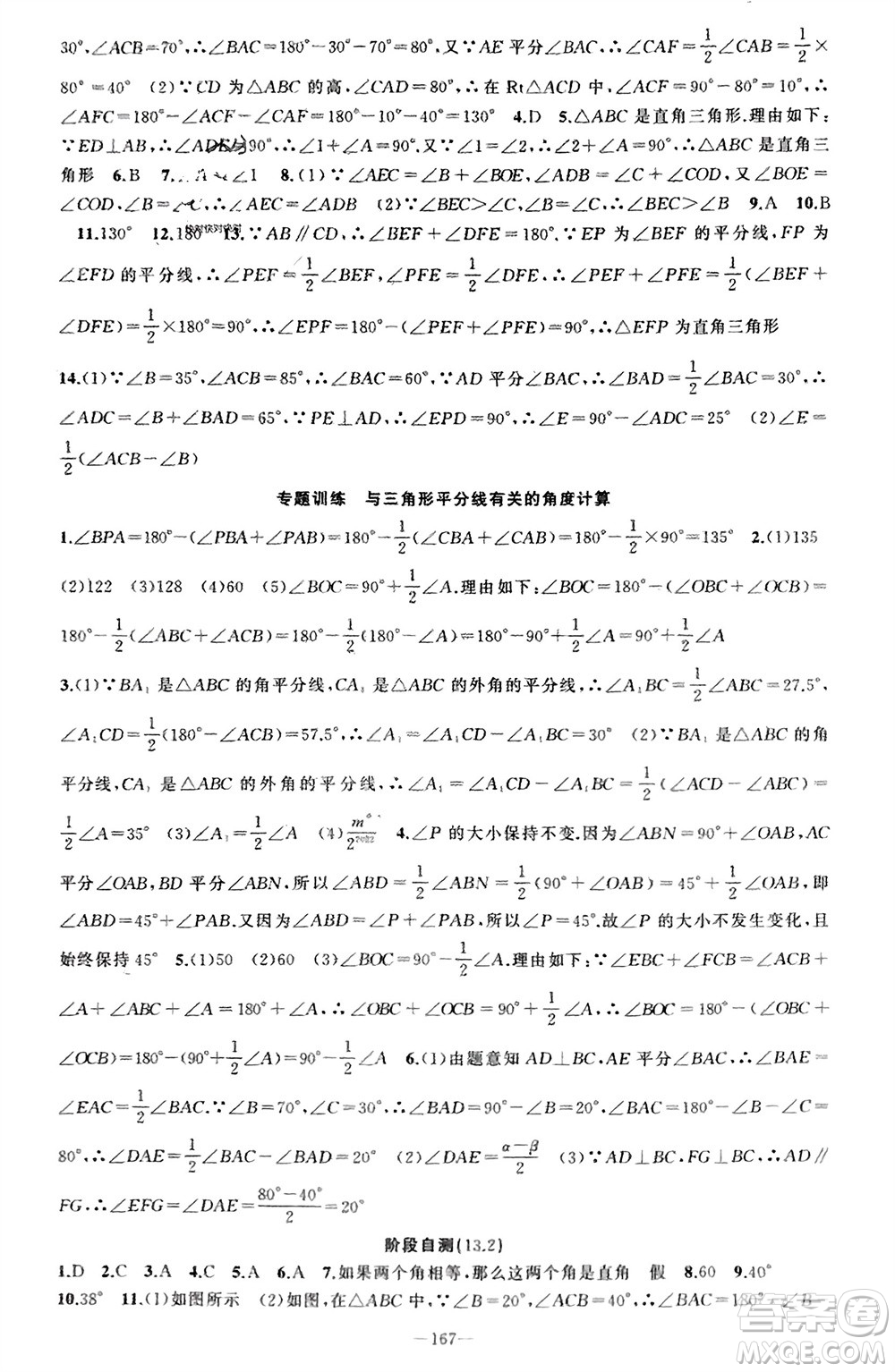 新疆青少年出版社2023年秋原創(chuàng)新課堂八年級(jí)數(shù)學(xué)上冊(cè)滬科版參考答案