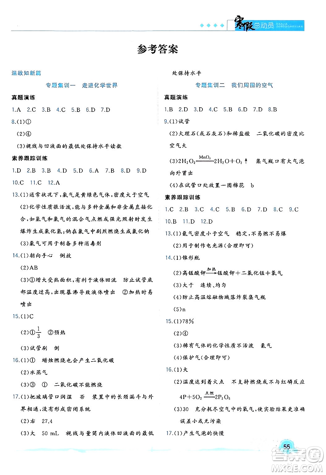 合肥工業(yè)大學(xué)出版社2024寒假總動(dòng)員九年級(jí)化學(xué)人教版答案
