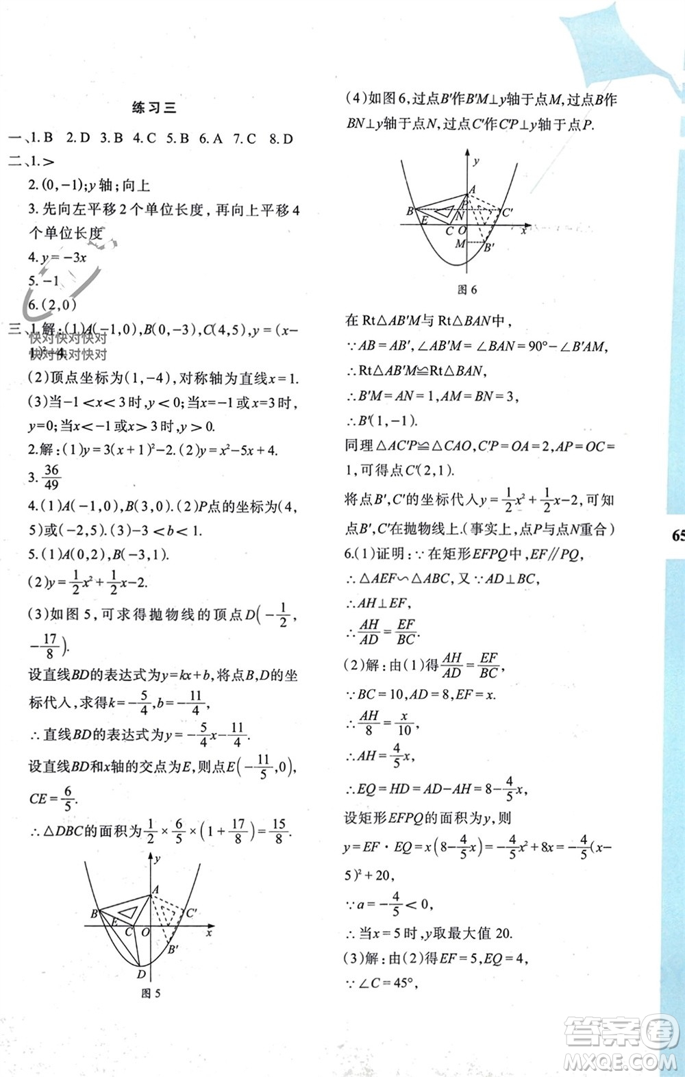 陜西人民教育出版社2024陜教出品寒假作業(yè)與生活九年級(jí)數(shù)學(xué)人教版A版參考答案