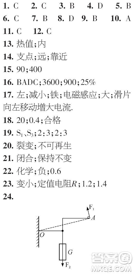 時代學(xué)習(xí)報初中版2023年秋九年級物理上冊21-26期參考答案