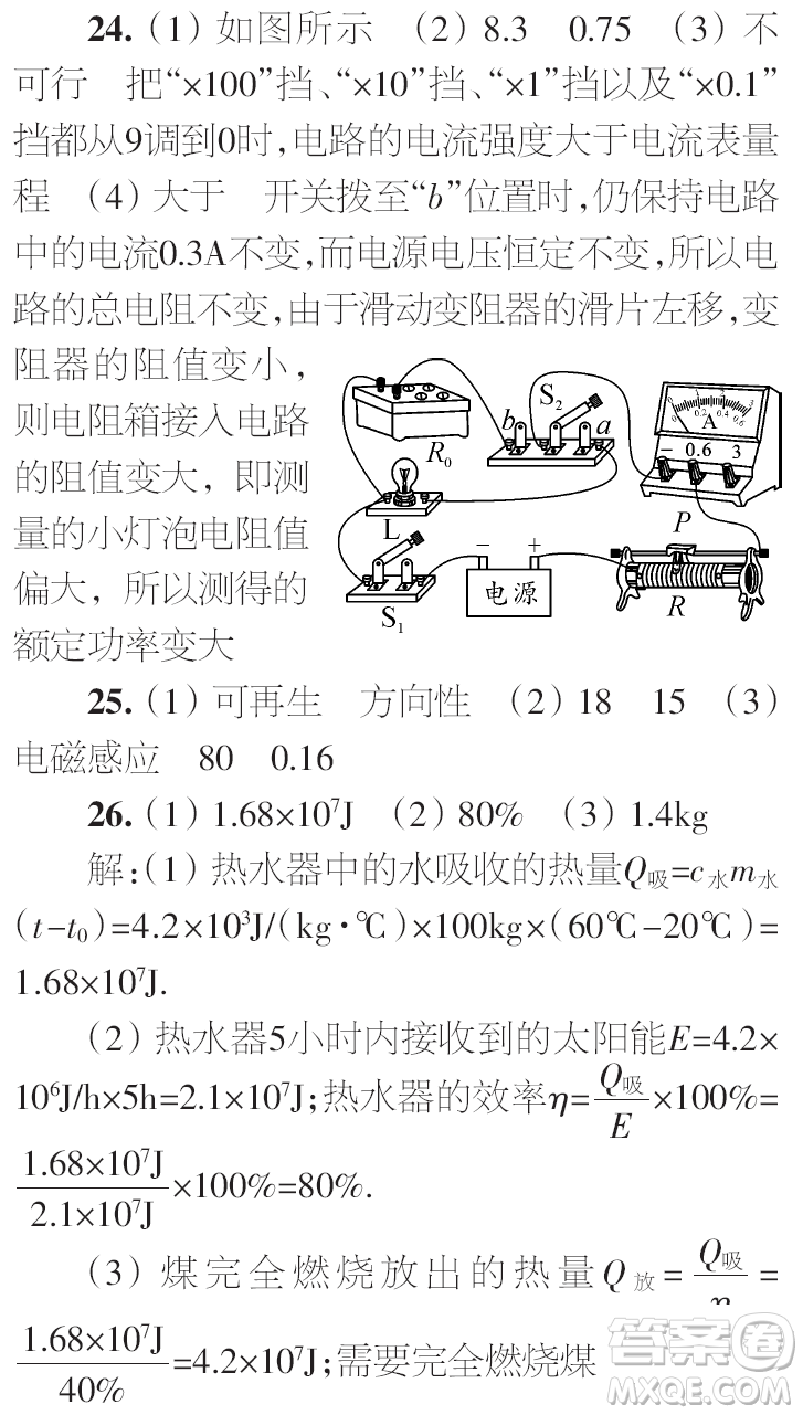 時代學習報初中版2023年秋九年級物理上冊增刊參考答案