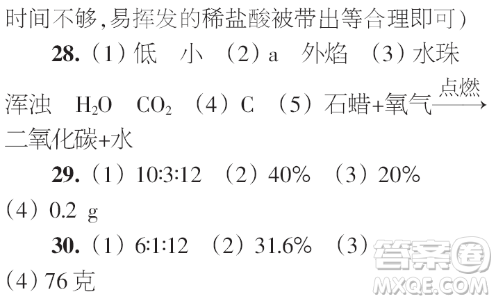 時代學(xué)習(xí)報初中版2023年秋九年級化學(xué)上冊寒假特刊參考答案