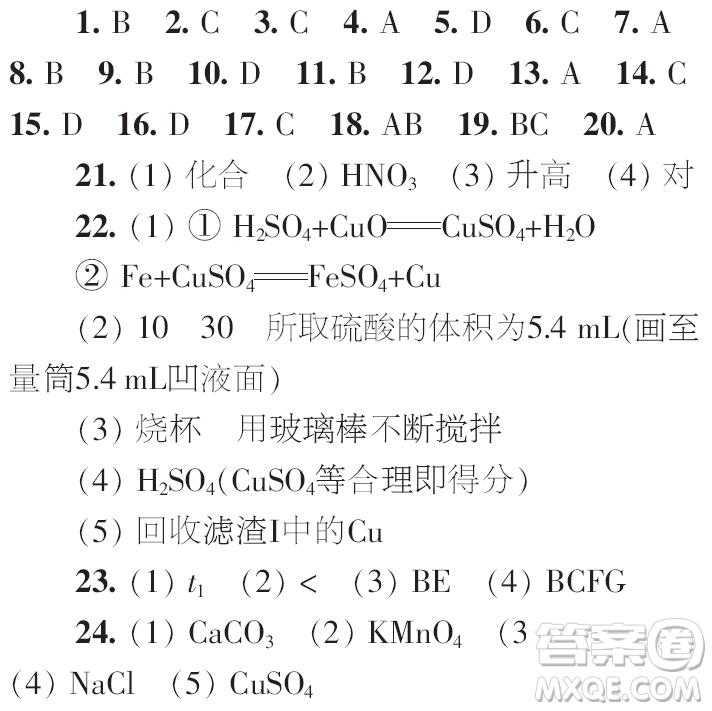 時代學(xué)習(xí)報初中版2023年秋九年級化學(xué)上冊寒假特刊參考答案