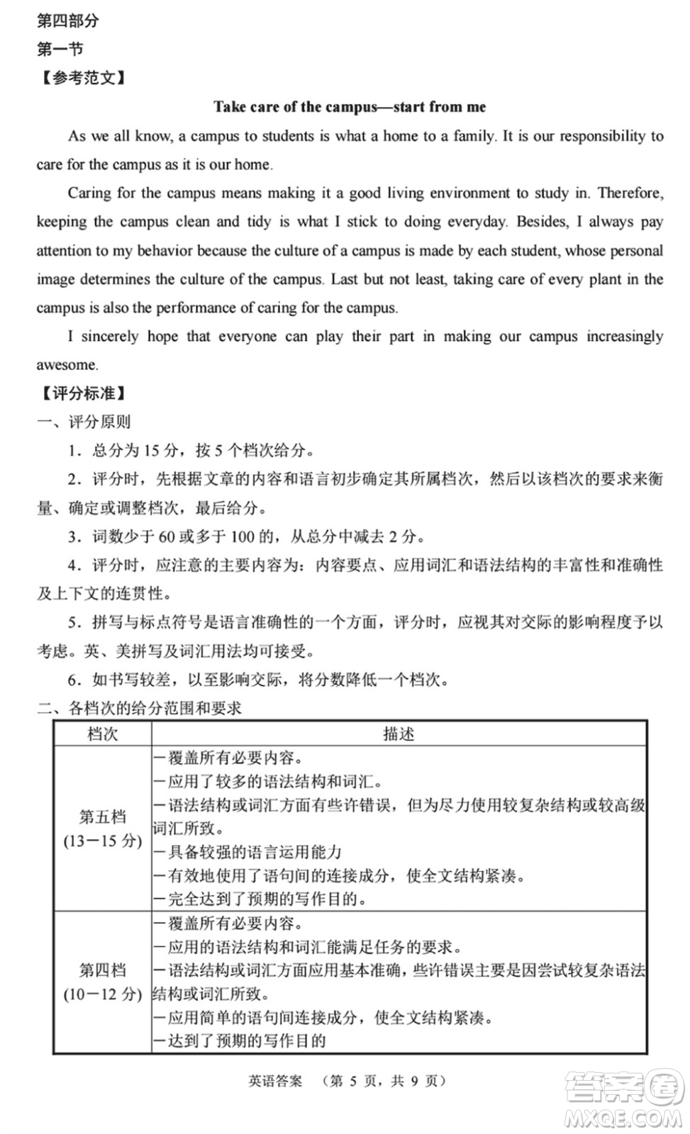 長(zhǎng)郡中學(xué)2024屆高三上學(xué)期期末適應(yīng)性考試英語(yǔ)參考答案