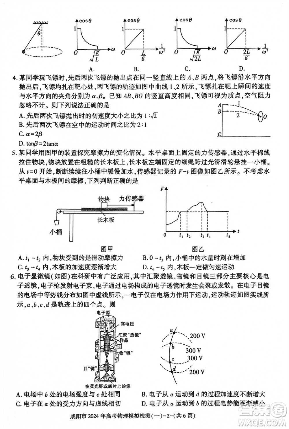 咸陽市2024屆高三上學(xué)期1月份高考模擬檢測一物理參考答案