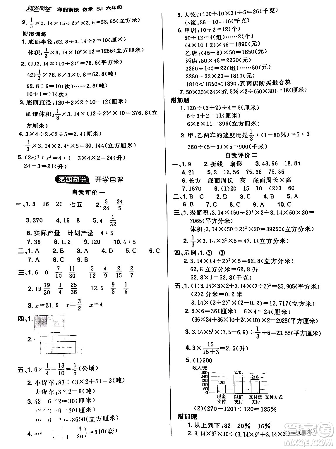 江西教育出版社2024陽光同學(xué)寒假銜接六年級數(shù)學(xué)蘇教版答案