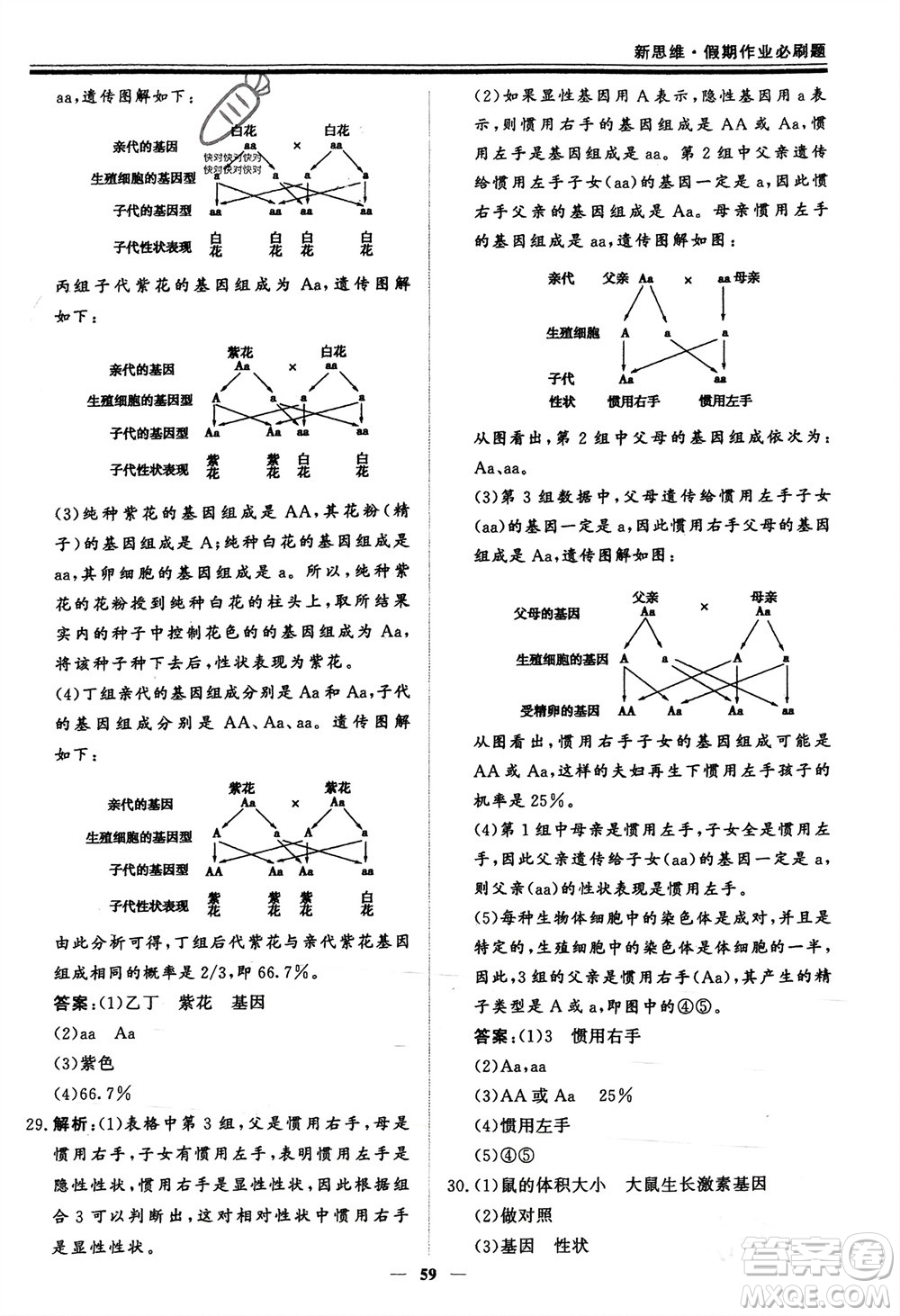 鄭州大學出版社2024新思維假期作業(yè)必刷題八年級生物北師大版參考答案
