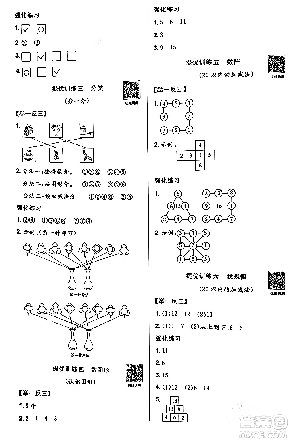 江西教育出版社2024陽光同學寒假銜接一年級數(shù)學蘇教版答案