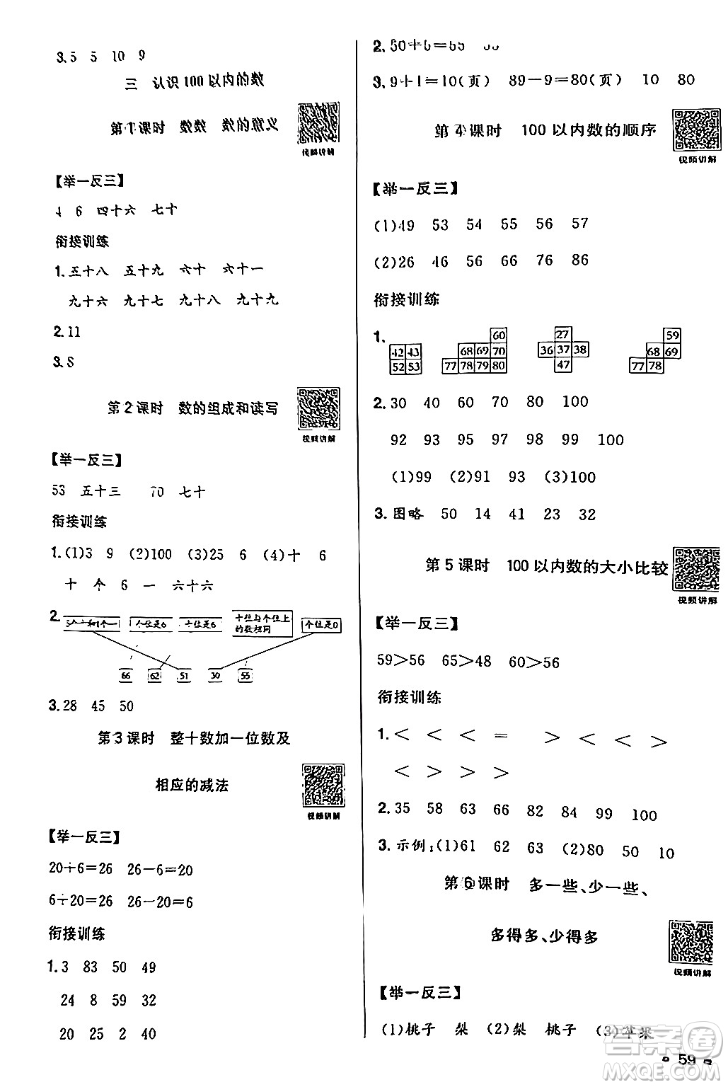 江西教育出版社2024陽光同學寒假銜接一年級數(shù)學蘇教版答案
