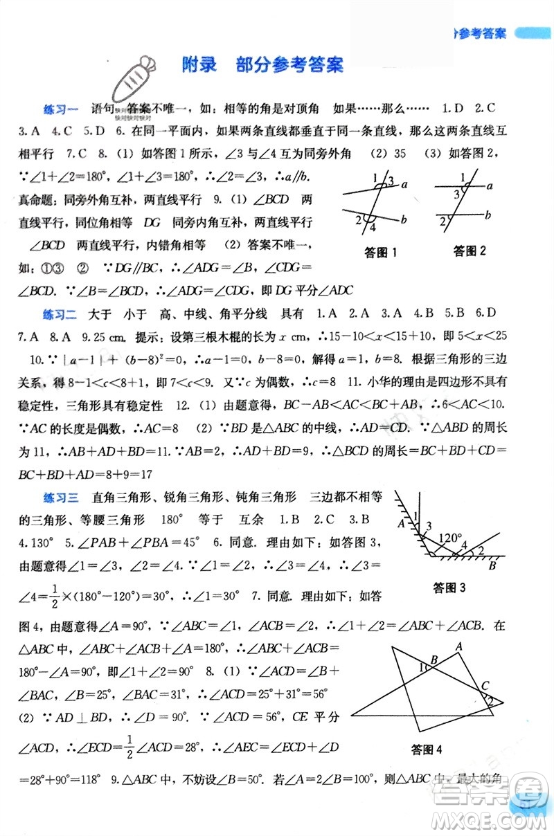 廣西教育出版社2024新課程寒假作業(yè)八年級數(shù)學通用版參考答案