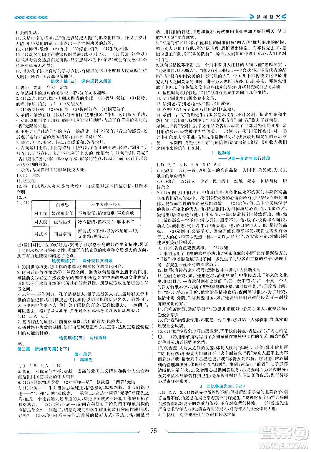 南方出版社2024萬卷圖書假期面對面寒假七年級語文通用版答案
