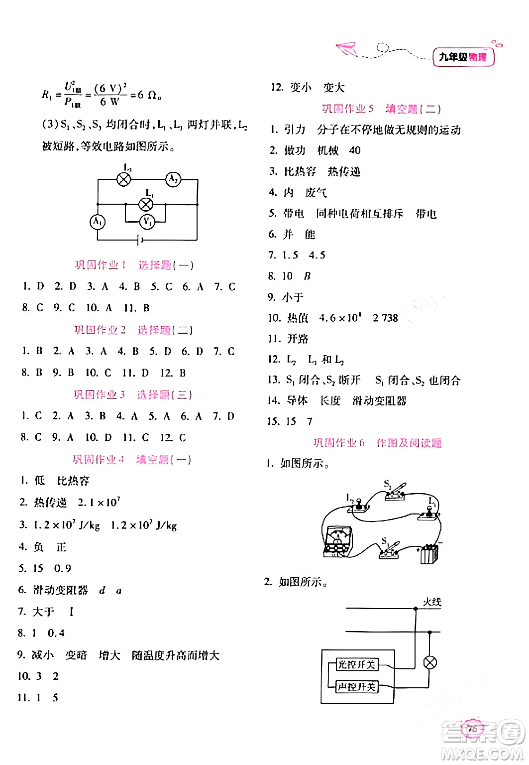 北京教育出版社2024新課標(biāo)寒假樂園九年級(jí)物理課標(biāo)版答案