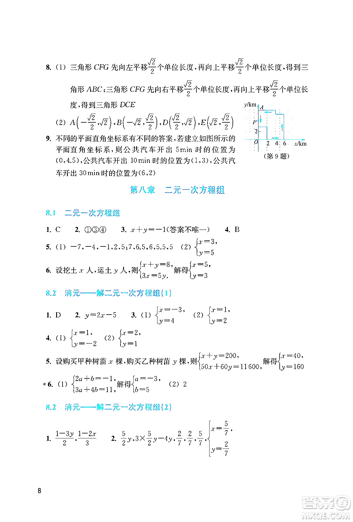浙江教育出版社2024年春數(shù)學作業(yè)本七年級數(shù)學下冊人教版答案