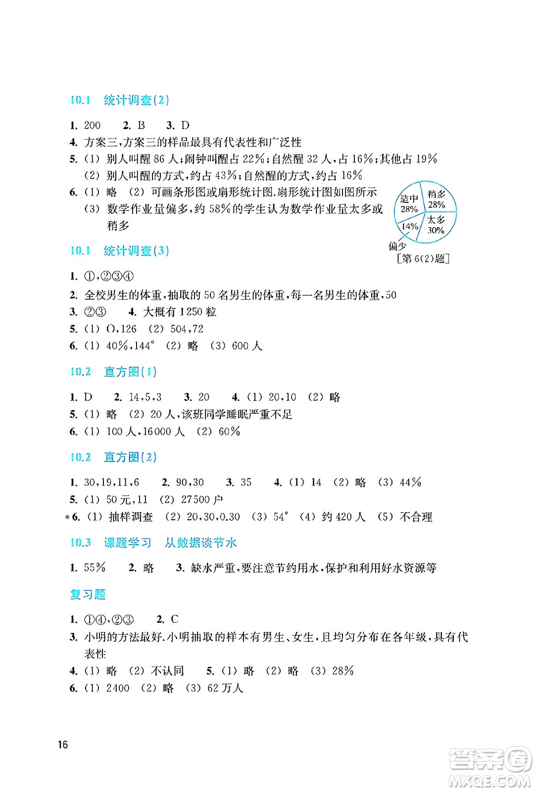 浙江教育出版社2024年春數(shù)學作業(yè)本七年級數(shù)學下冊人教版答案