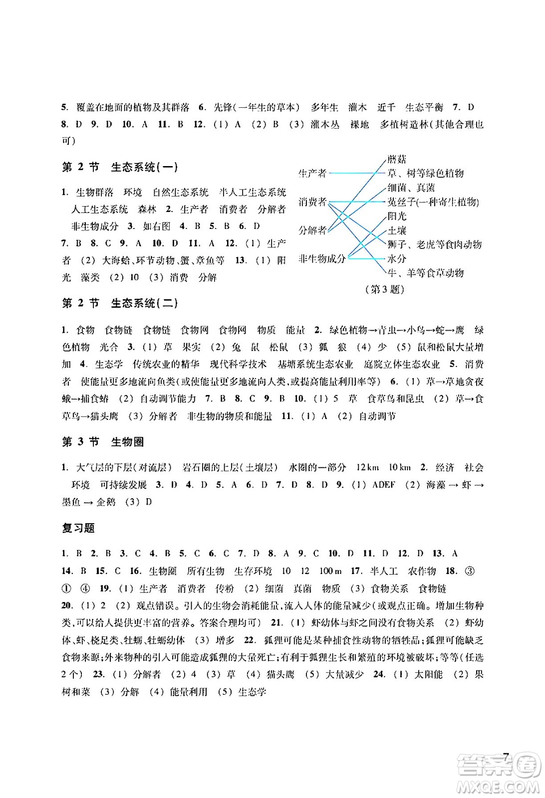 浙江教育出版社2024年春科學(xué)作業(yè)本七年級(jí)科學(xué)下冊(cè)華師版答案