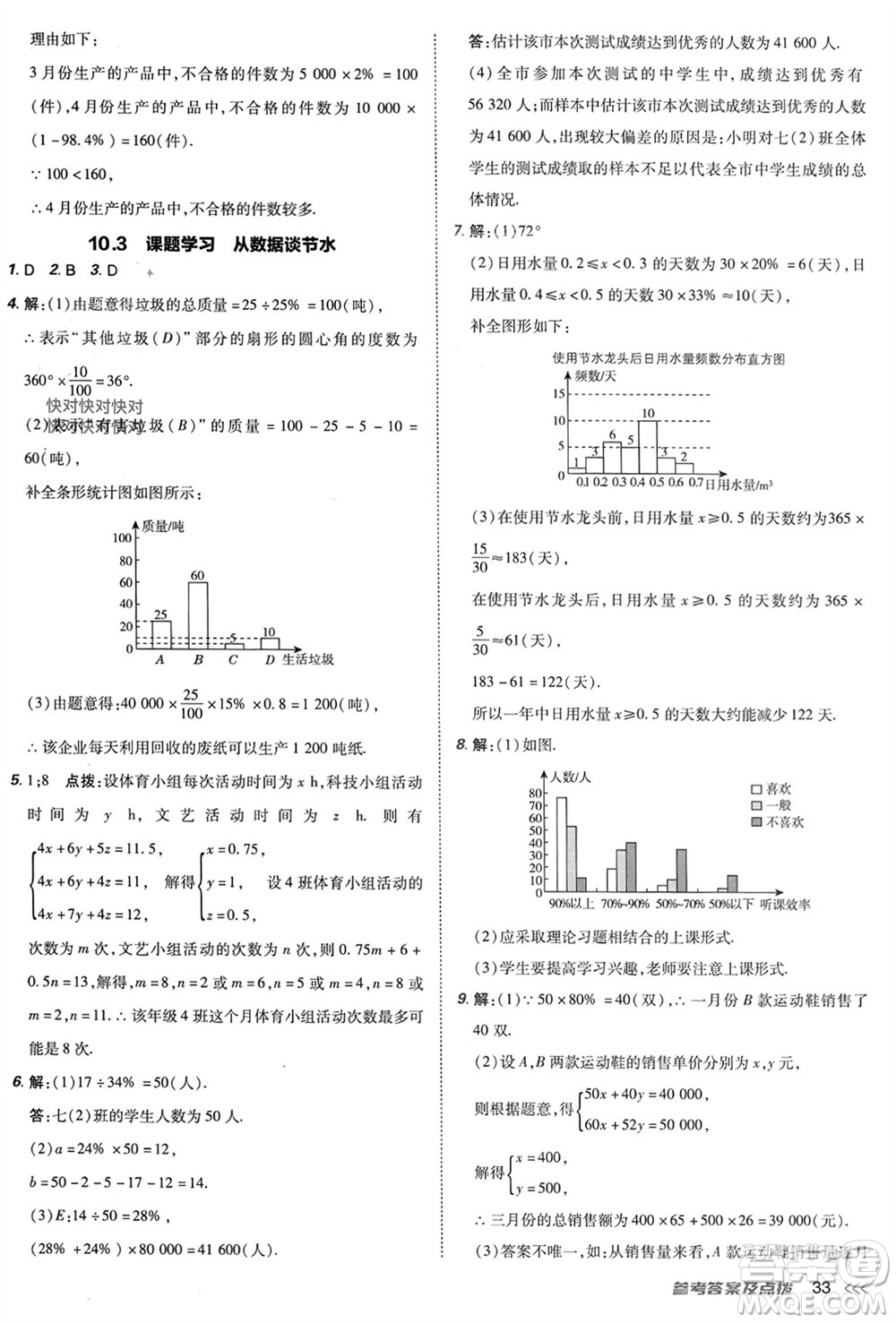 吉林教育出版社2024年春榮德基點(diǎn)撥訓(xùn)練七年級(jí)數(shù)學(xué)下冊(cè)人教版參考答案
