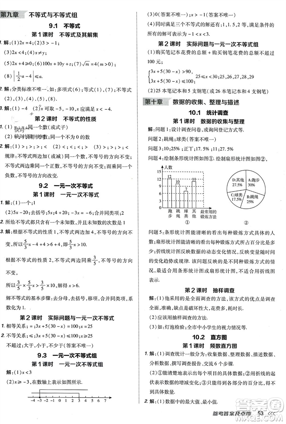 吉林教育出版社2024年春榮德基點(diǎn)撥訓(xùn)練七年級(jí)數(shù)學(xué)下冊(cè)人教版參考答案