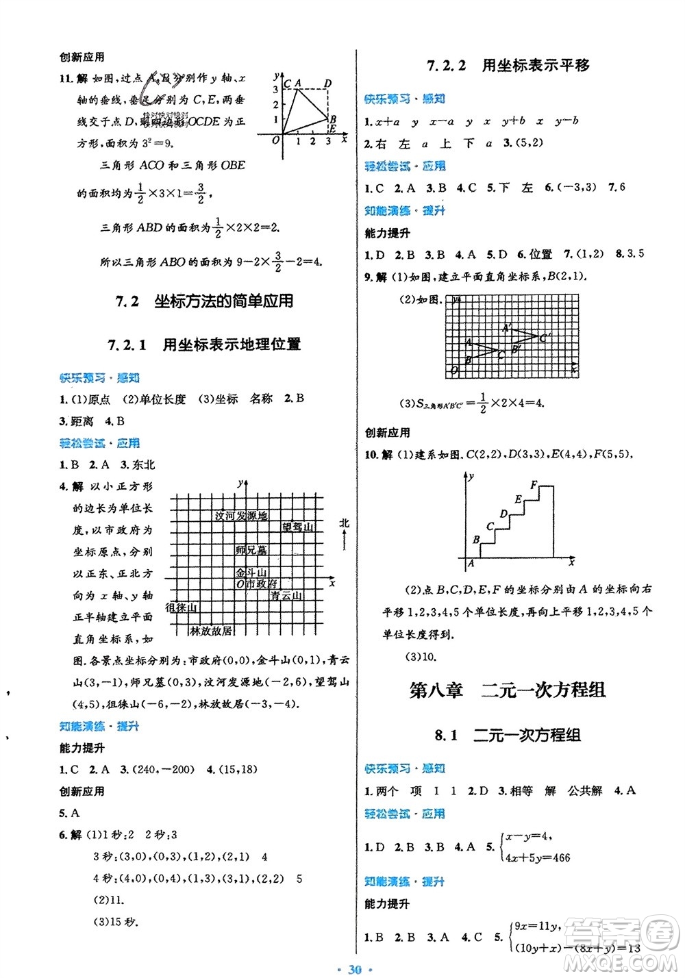 人民教育出版社2024年春初中同步測(cè)控優(yōu)化設(shè)計(jì)七年級(jí)數(shù)學(xué)下冊(cè)人教版福建專(zhuān)版參考答案