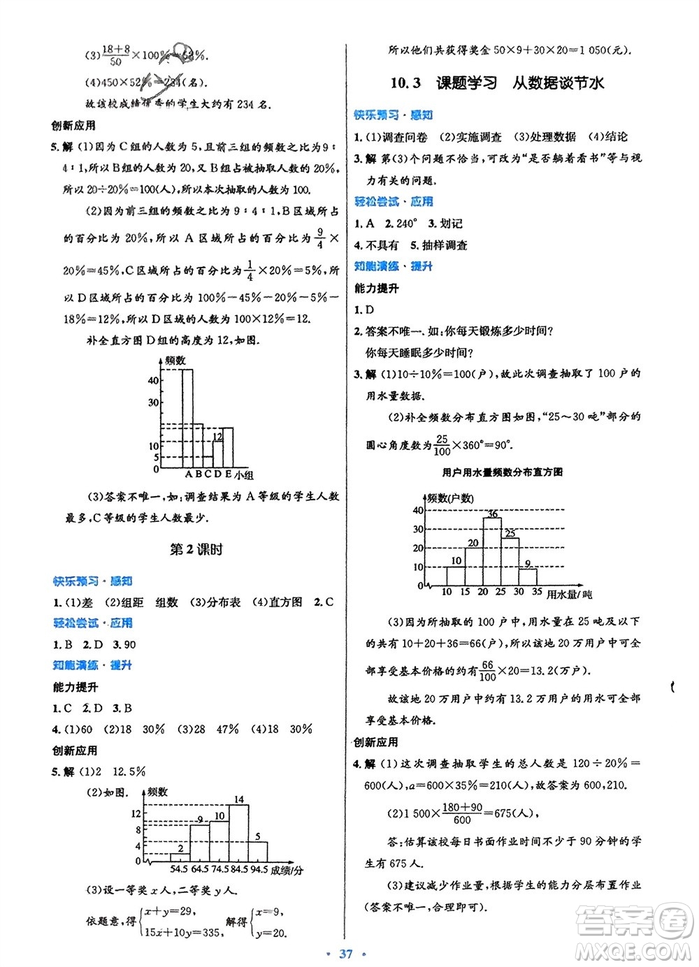 人民教育出版社2024年春初中同步測(cè)控優(yōu)化設(shè)計(jì)七年級(jí)數(shù)學(xué)下冊(cè)人教版福建專(zhuān)版參考答案