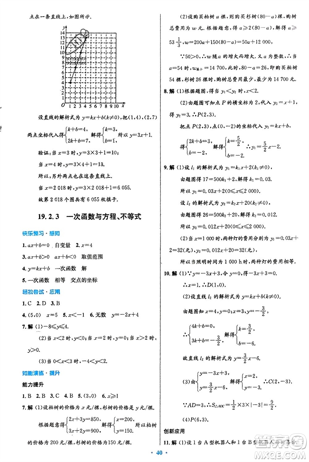 人民教育出版社2024年春初中同步測(cè)控優(yōu)化設(shè)計(jì)八年級(jí)數(shù)學(xué)下冊(cè)人教版福建專版參考答案