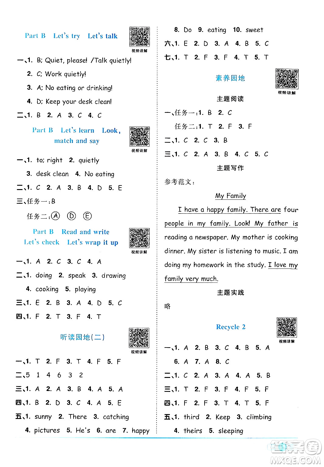 江西教育出版社2024年春陽(yáng)光同學(xué)課時(shí)優(yōu)化作業(yè)五年級(jí)英語(yǔ)下冊(cè)人教版廣東專版答案