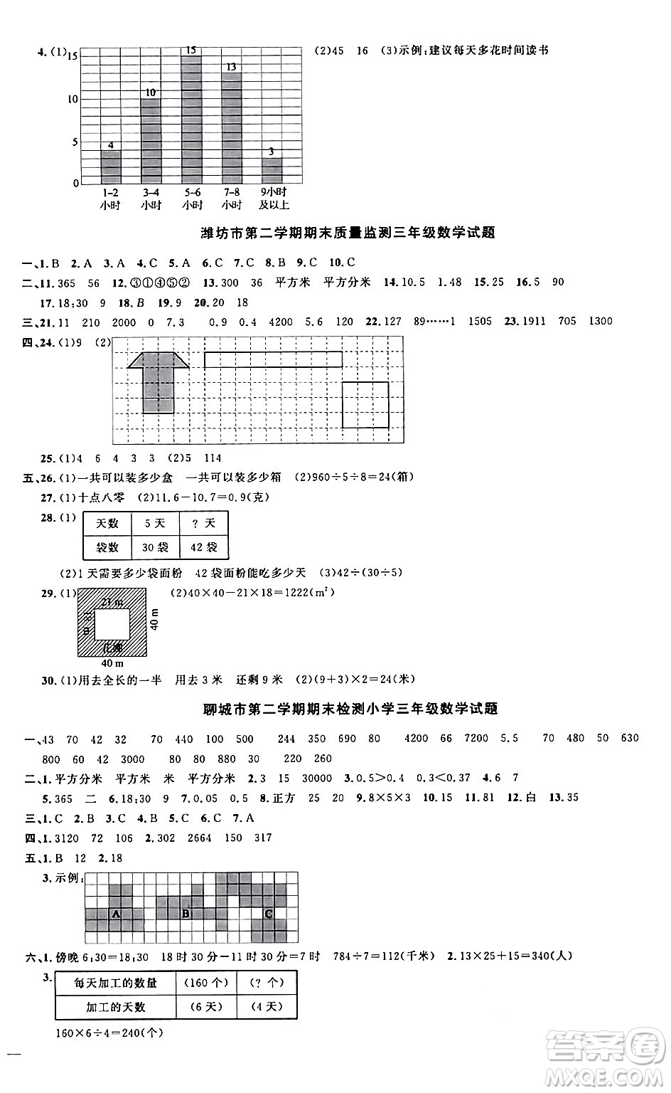 江西教育出版社2024年春陽(yáng)光同學(xué)課時(shí)優(yōu)化作業(yè)三年級(jí)數(shù)學(xué)下冊(cè)青島版山東專版答案