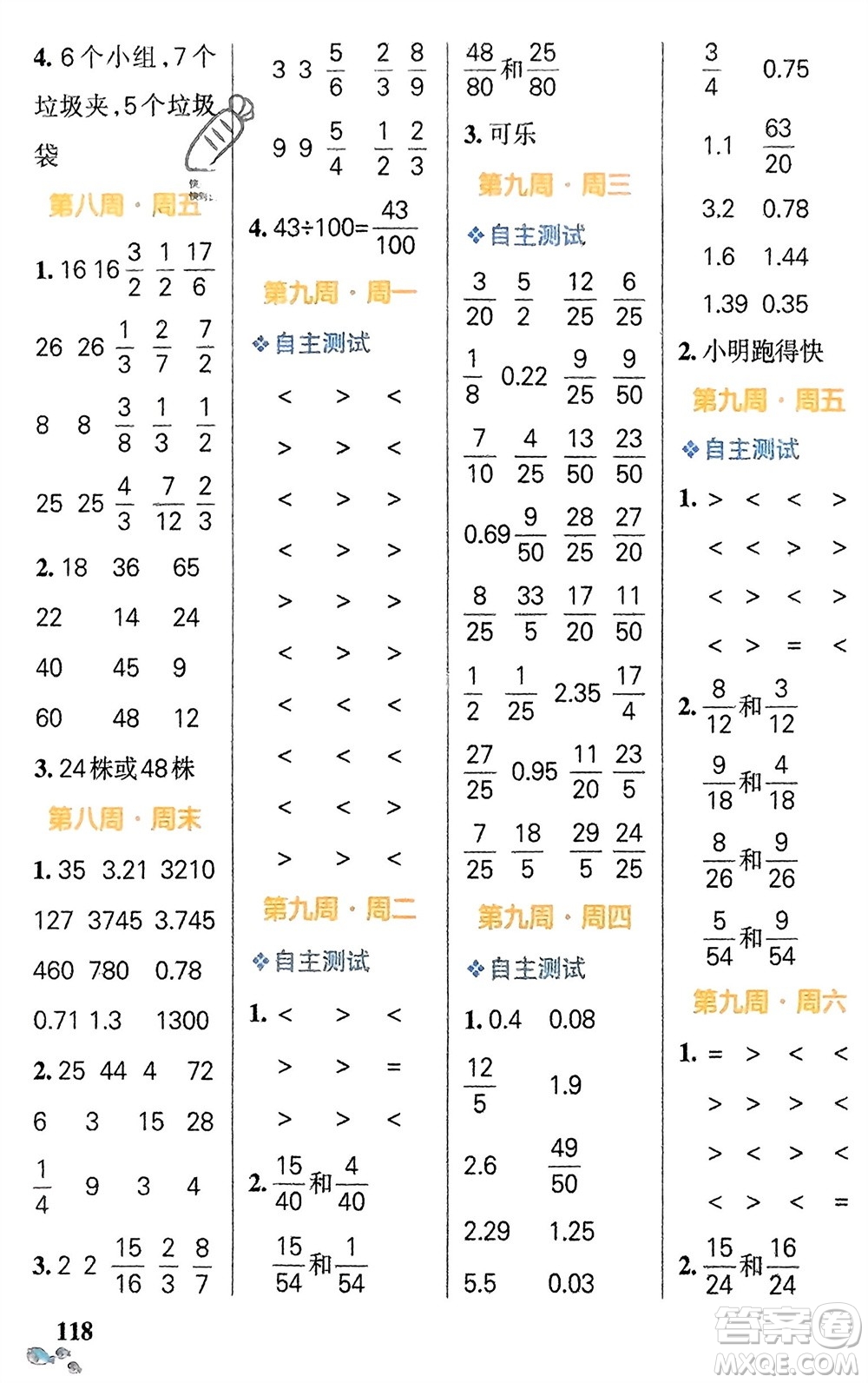 遼寧教育出版社2024年春小學(xué)學(xué)霸天天計(jì)算五年級(jí)數(shù)學(xué)下冊(cè)人教版廣東專版參考答案