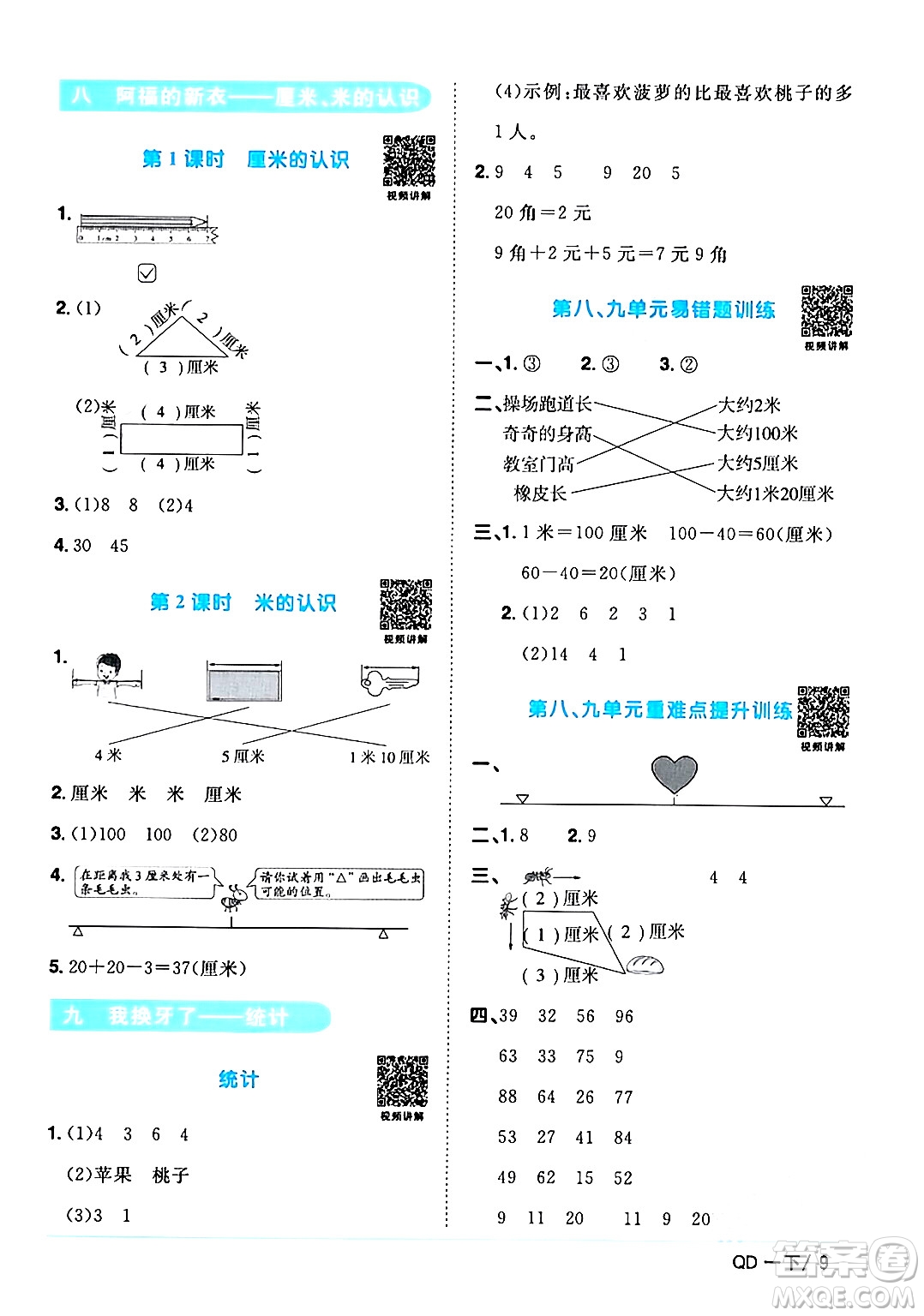 江西教育出版社2024年春陽光同學課時優(yōu)化作業(yè)一年級數(shù)學下冊青島版答案
