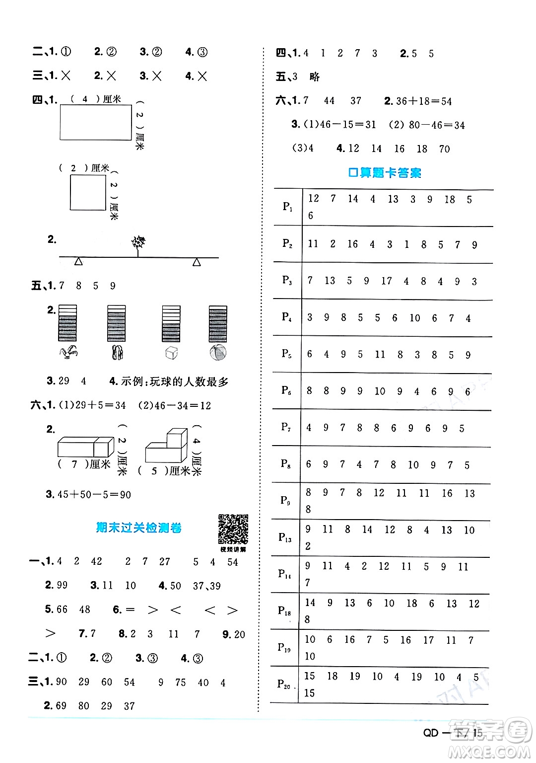 江西教育出版社2024年春陽光同學課時優(yōu)化作業(yè)一年級數(shù)學下冊青島版答案
