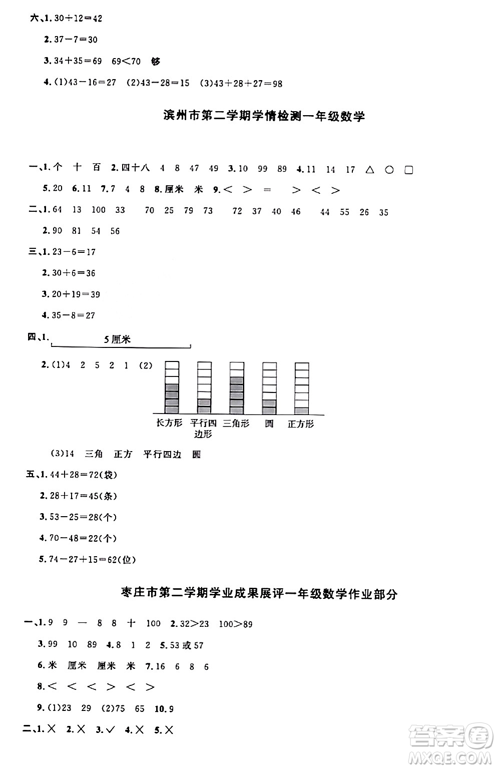 江西教育出版社2024年春陽光同學課時優(yōu)化作業(yè)一年級數(shù)學下冊青島版答案