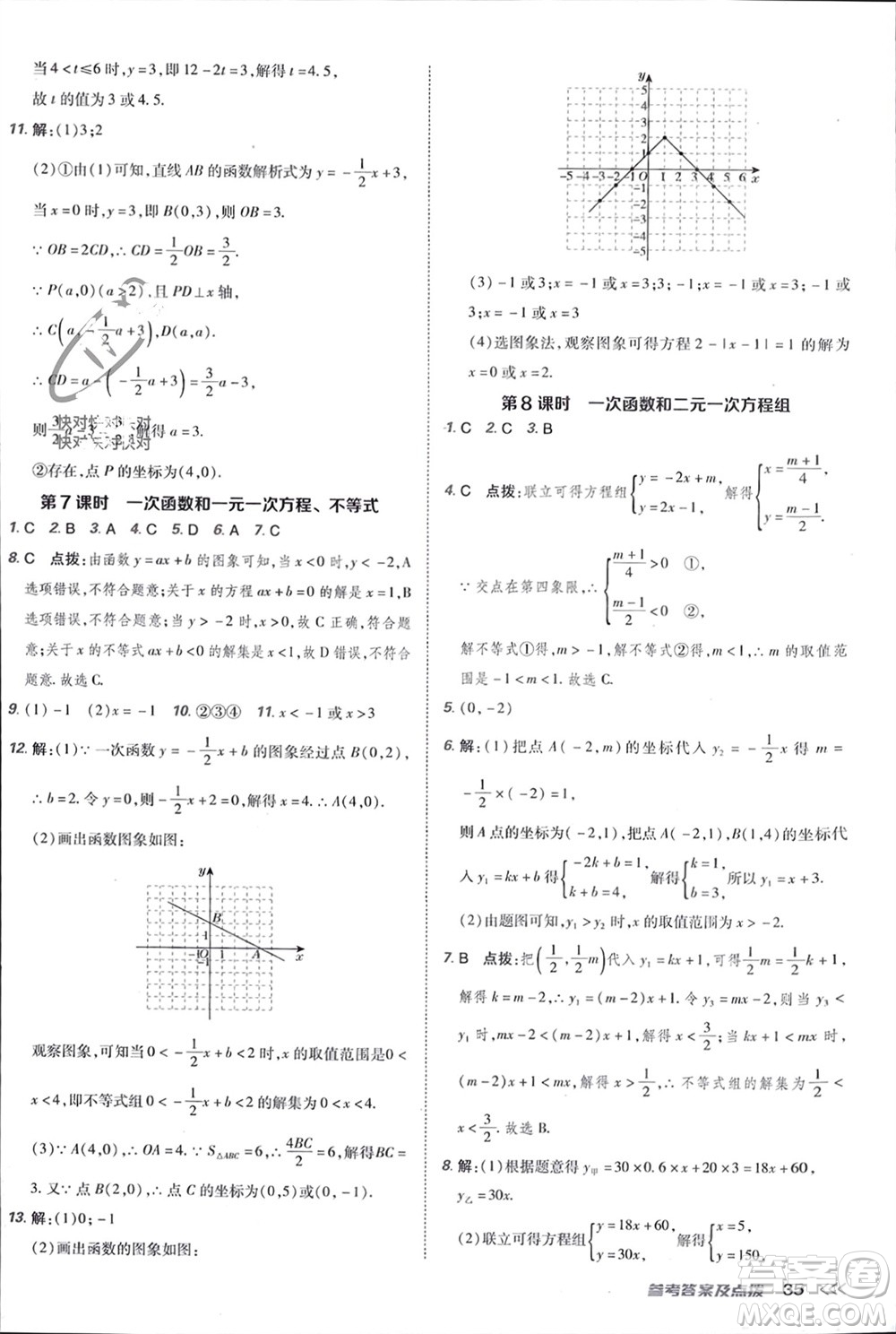 吉林教育出版社2024年春榮德基點(diǎn)撥訓(xùn)練八年級數(shù)學(xué)下冊人教版參考答案