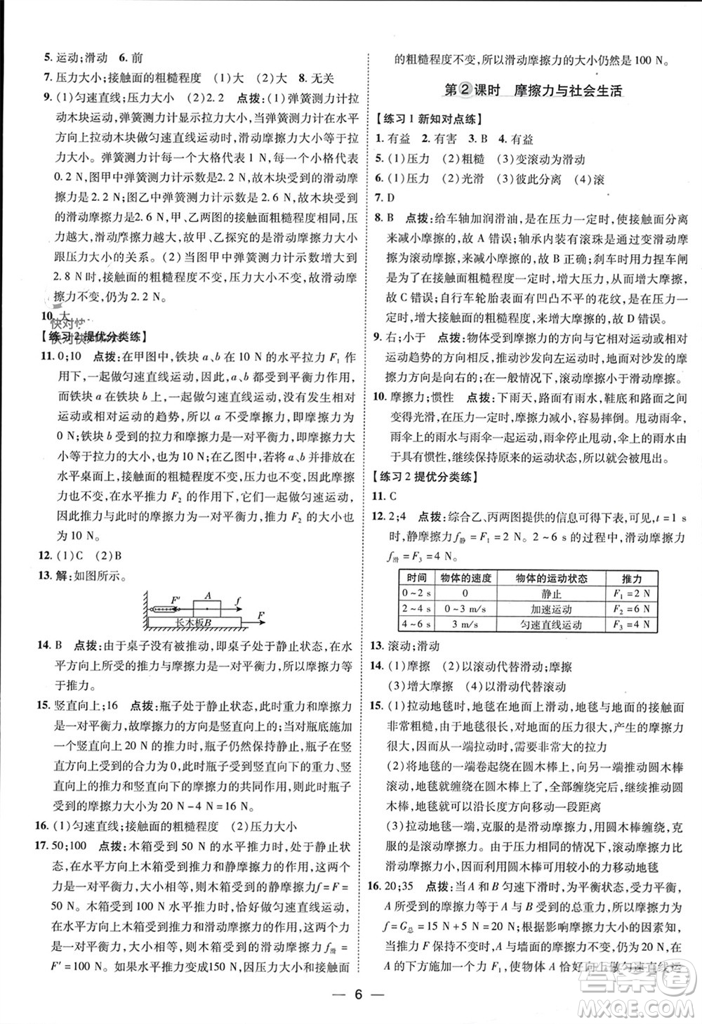 吉林教育出版社2024年春榮德基點(diǎn)撥訓(xùn)練八年級(jí)物理下冊人教版參考答案