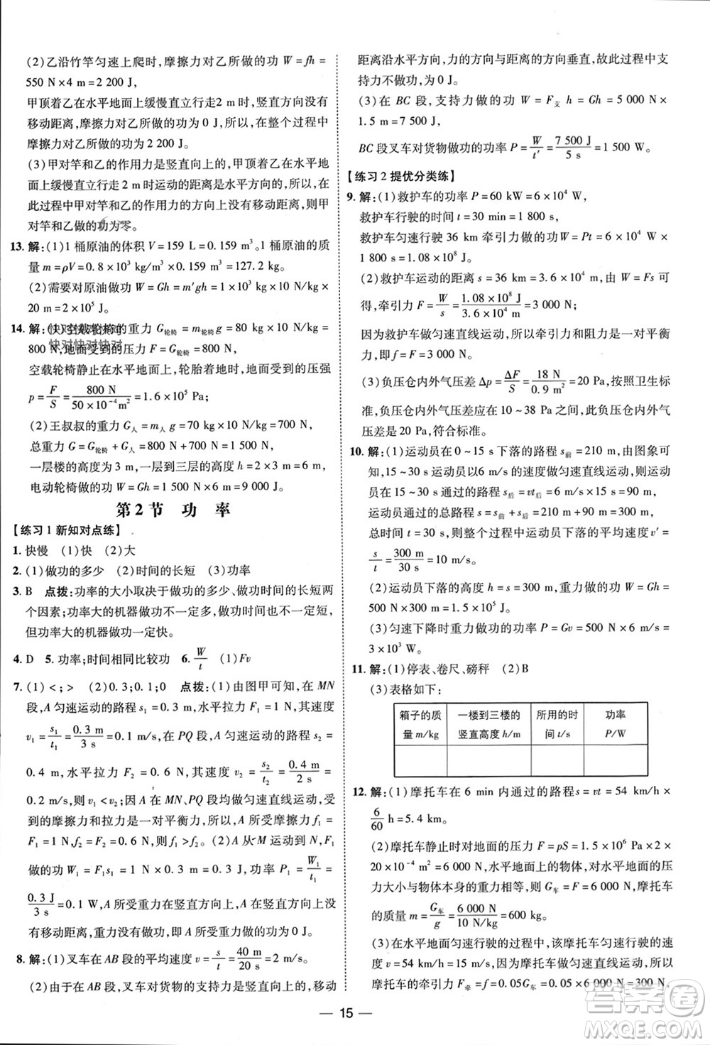 吉林教育出版社2024年春榮德基點(diǎn)撥訓(xùn)練八年級(jí)物理下冊人教版參考答案