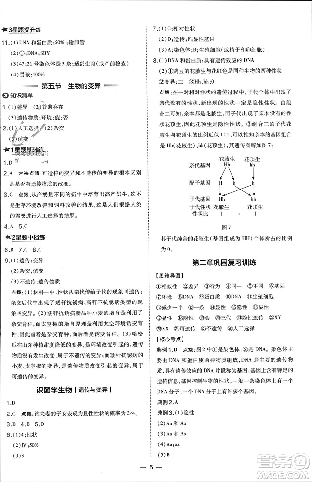 吉林教育出版社2024年春榮德基點(diǎn)撥訓(xùn)練八年級(jí)生物下冊(cè)人教版參考答案