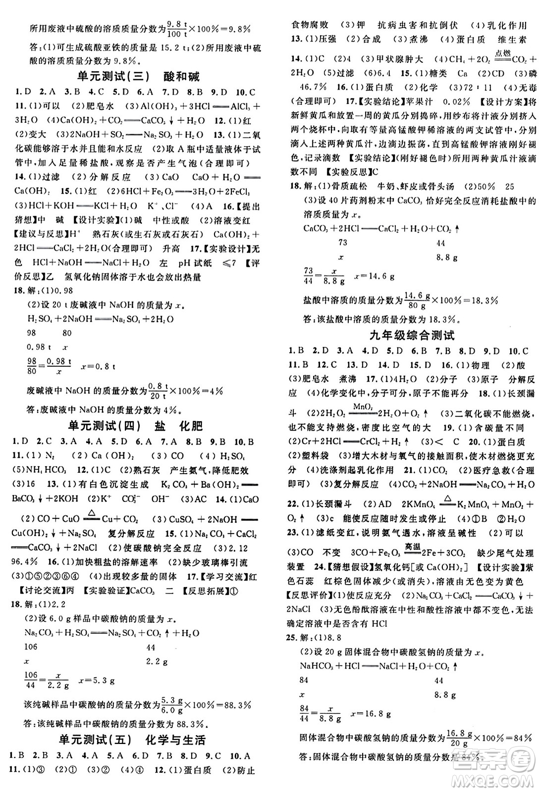 開明出版社2024年春名校課堂九年級化學(xué)下冊人教版答案
