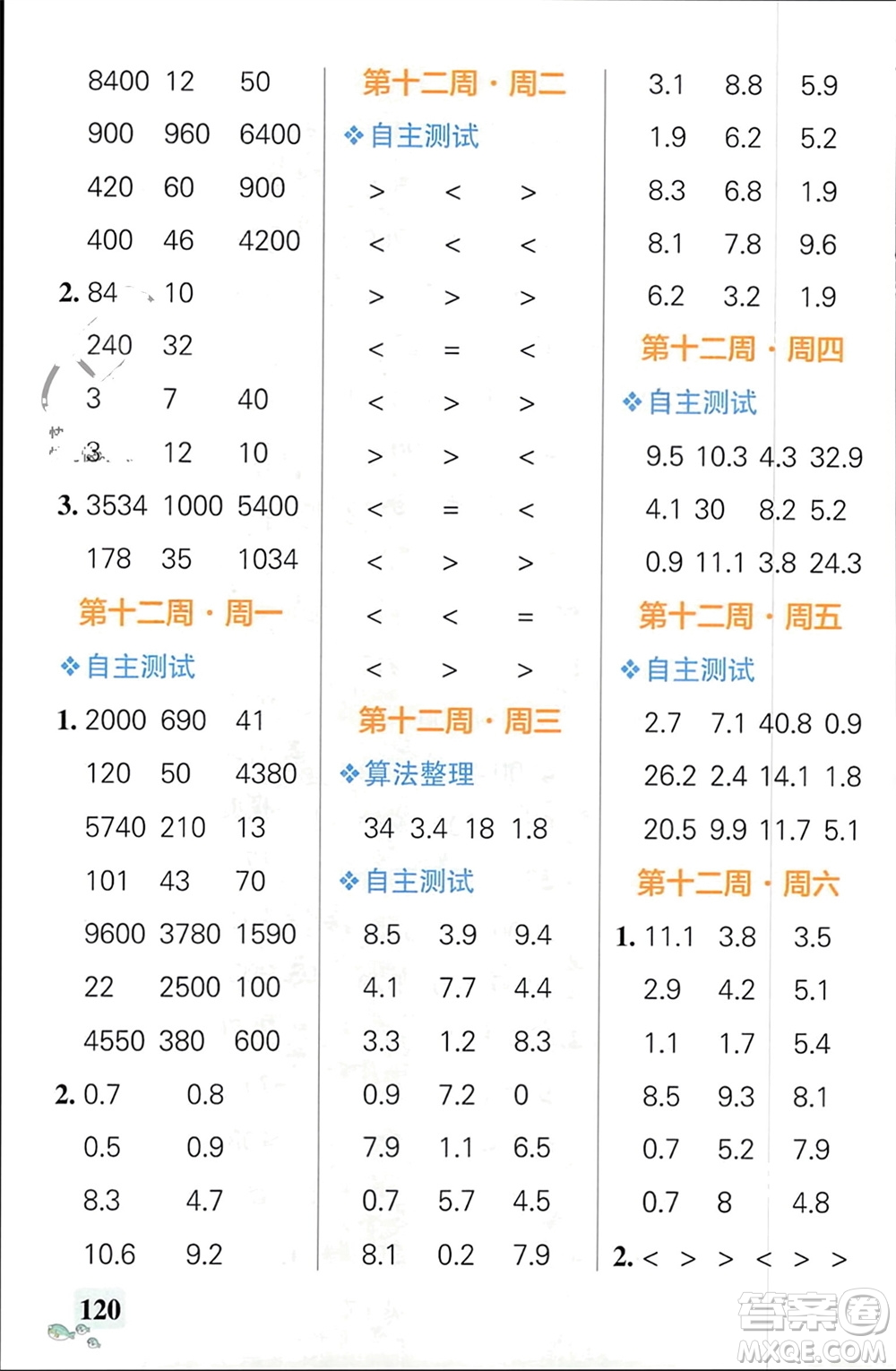 遼寧教育出版社2024年春小學(xué)學(xué)霸天天計(jì)算三年級(jí)數(shù)學(xué)下冊(cè)人教版廣東專(zhuān)版參考答案