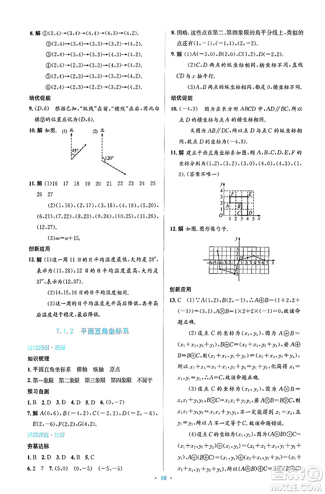 人民教育出版社2024年春人教金學典同步解析與測評學考練七年級數學下冊人教版答案