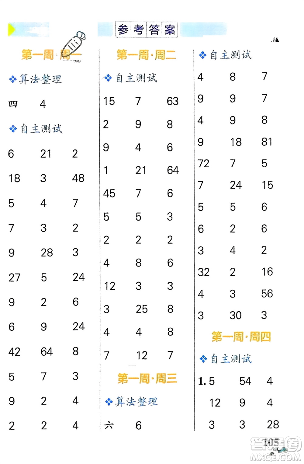 遼寧教育出版社2024年春小學(xué)學(xué)霸天天計(jì)算二年級(jí)數(shù)學(xué)下冊(cè)蘇教版參考答案