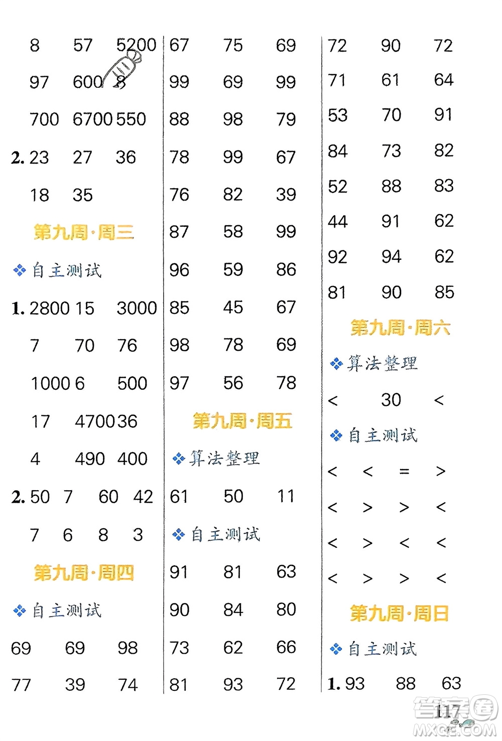 遼寧教育出版社2024年春小學(xué)學(xué)霸天天計(jì)算二年級(jí)數(shù)學(xué)下冊(cè)蘇教版參考答案