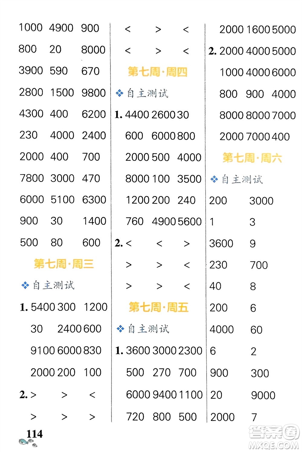 遼寧教育出版社2024年春小學(xué)學(xué)霸天天計(jì)算二年級(jí)數(shù)學(xué)下冊(cè)蘇教版參考答案