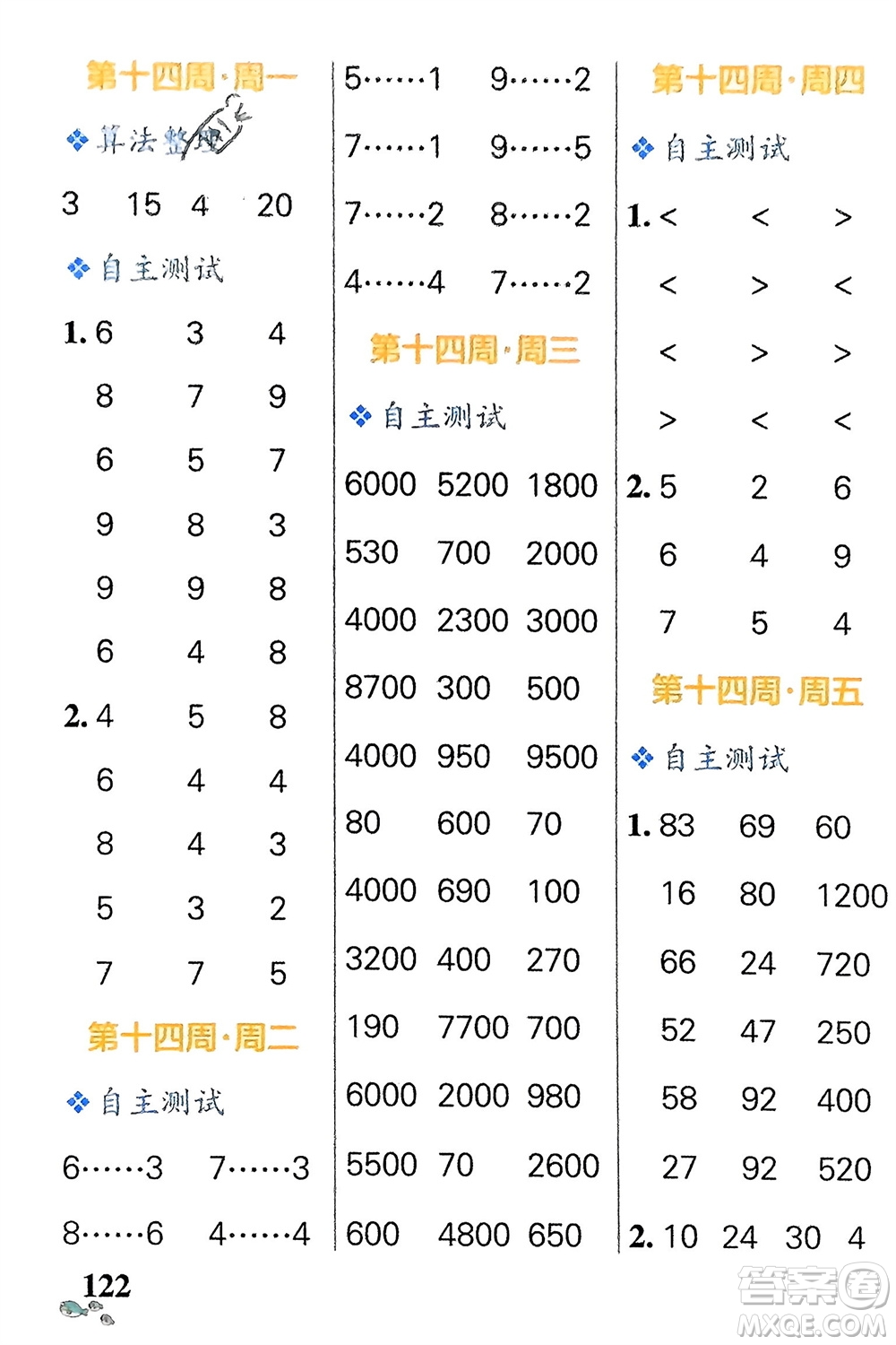 遼寧教育出版社2024年春小學(xué)學(xué)霸天天計(jì)算二年級(jí)數(shù)學(xué)下冊(cè)蘇教版參考答案