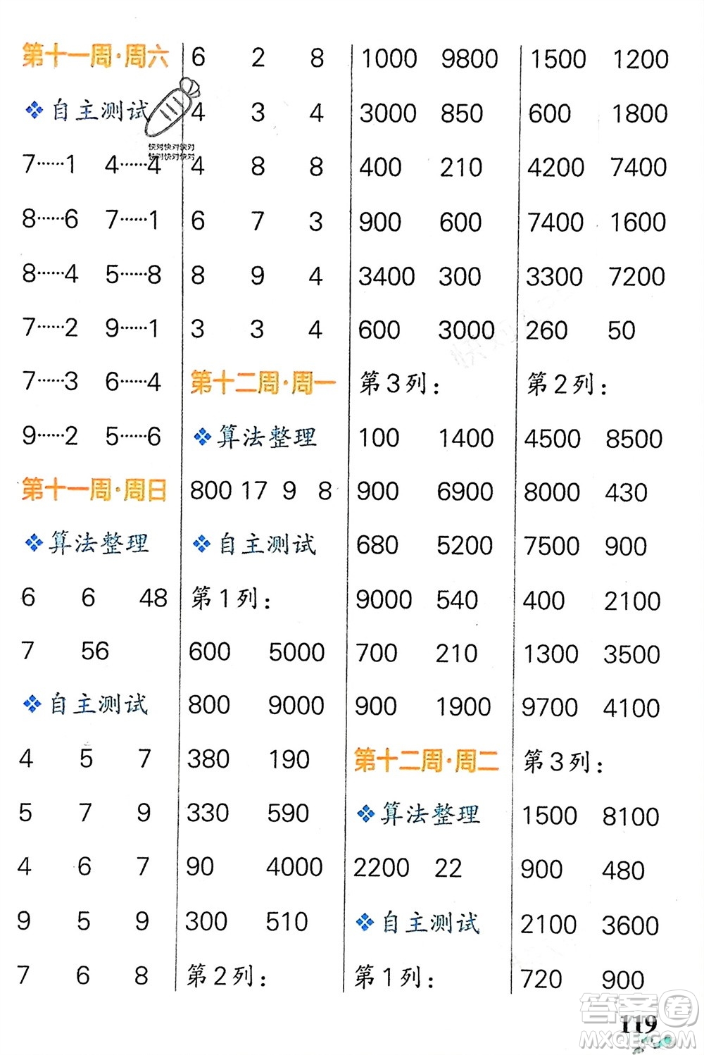 遼寧教育出版社2024年春小學(xué)學(xué)霸天天計(jì)算二年級(jí)數(shù)學(xué)下冊(cè)人教版廣東專版參考答案