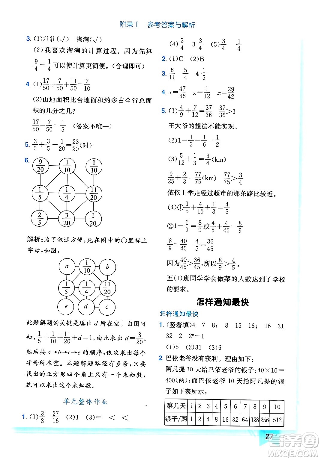 龍門書局2024年春黃岡小狀元作業(yè)本五年級數(shù)學(xué)下冊人教版廣東專版答案