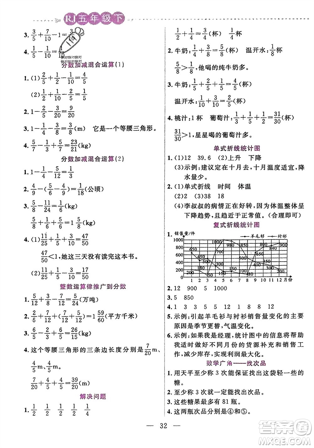 陽光出版社2024年春揚帆文化星級口算天天練五年級數(shù)學(xué)下冊人教版參考答案