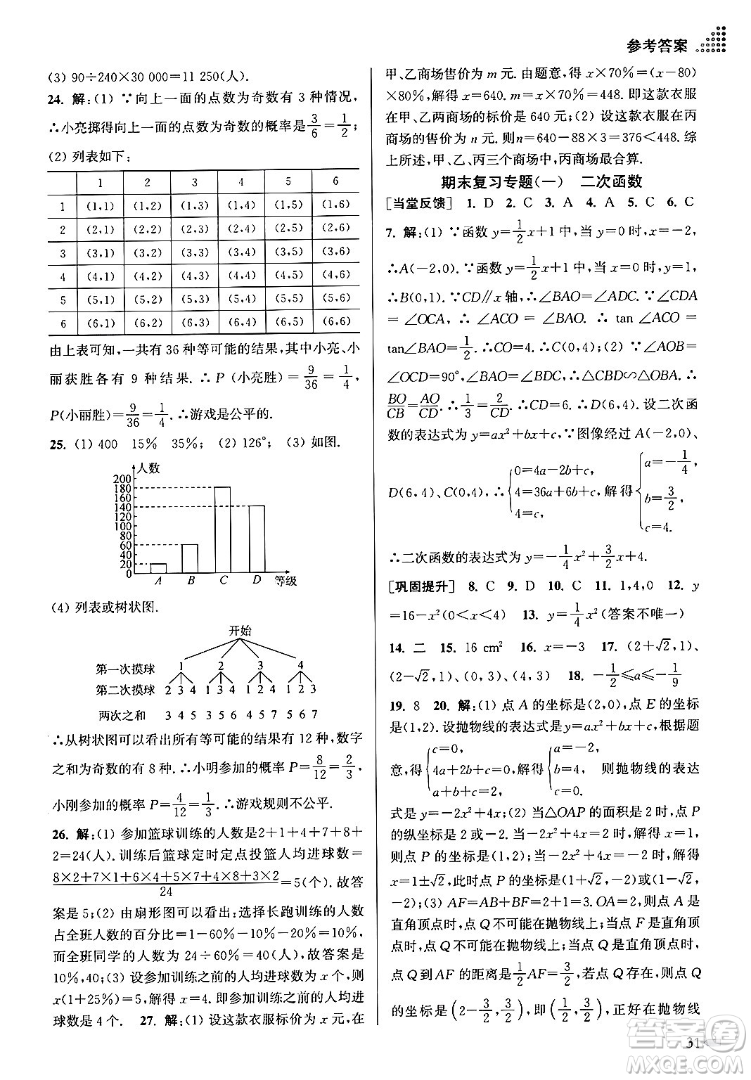 江蘇鳳凰美術(shù)出版社2024年春創(chuàng)新課時(shí)作業(yè)本九年級(jí)數(shù)學(xué)下冊(cè)江蘇版答案