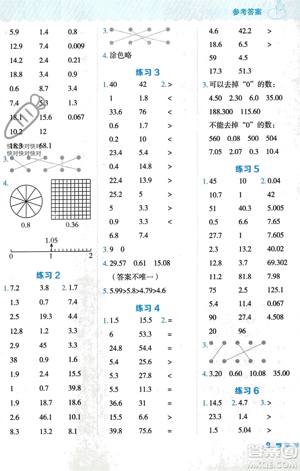 安徽教育出版社2024年春榮德基星級(jí)口算天天練四年級(jí)數(shù)學(xué)下冊(cè)青島版參考答案