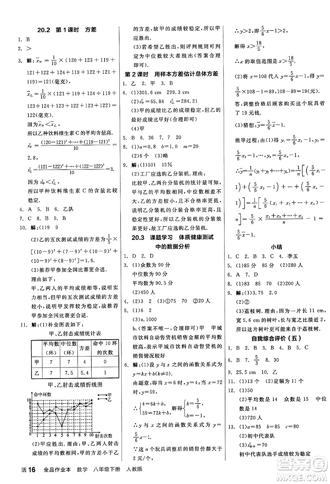 陽(yáng)光出版社2024年春全品作業(yè)本八年級(jí)數(shù)學(xué)下冊(cè)人教版答案