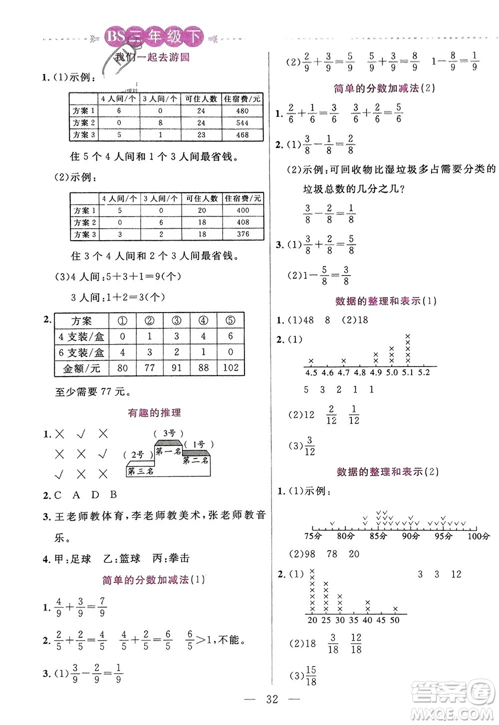 陽光出版社2024年春揚(yáng)帆文化星級(jí)口算天天練三年級(jí)數(shù)學(xué)下冊(cè)北師大版參考答案